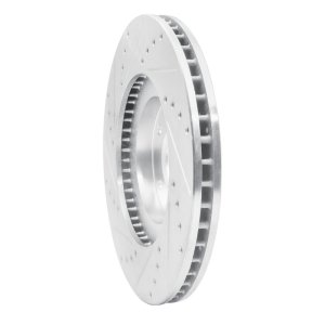 Nissan Maxima Brake Rotor (1) - Front Right - R1 Concepts - Drilled & Slotted - Silver - `03-`05